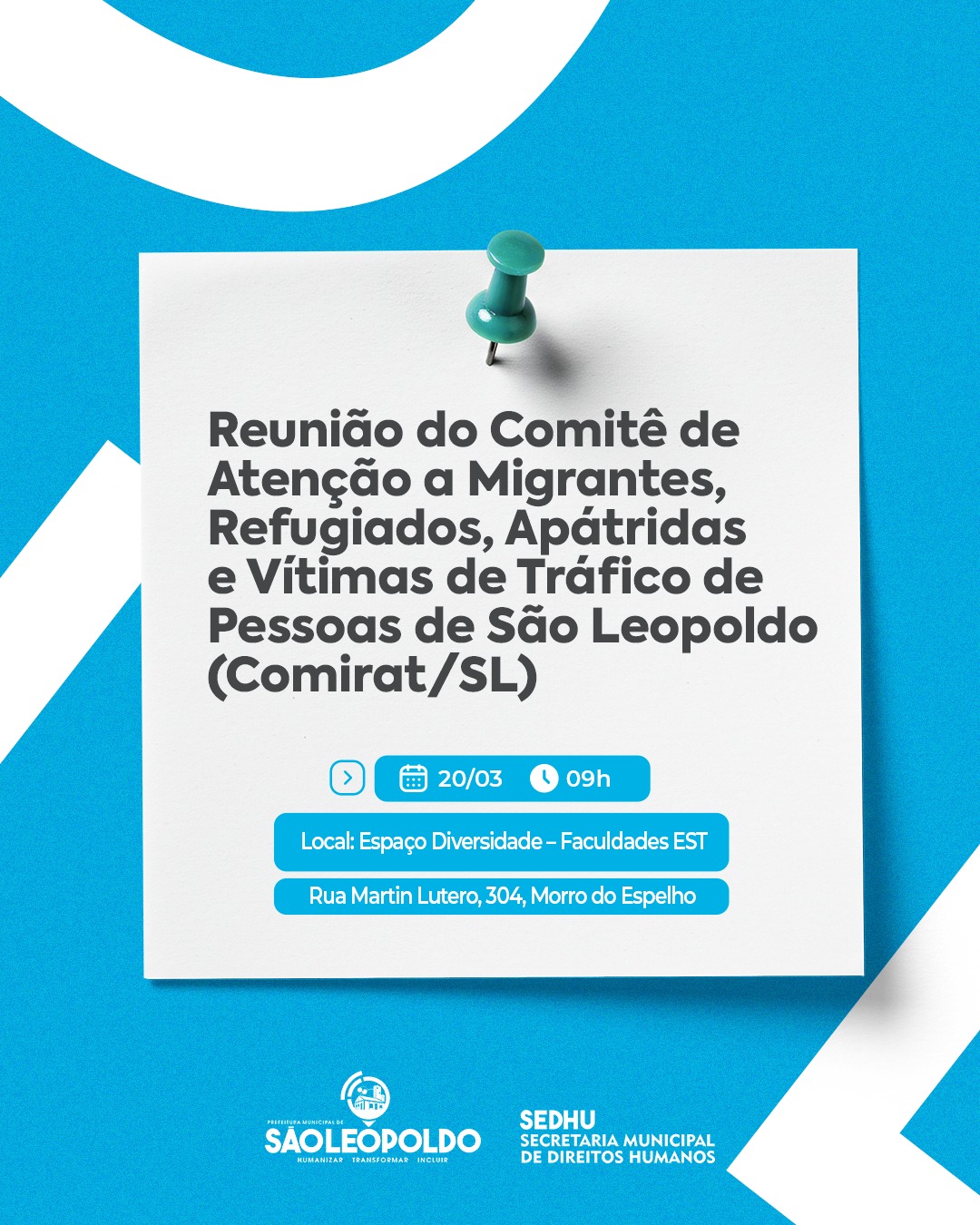 Leia mais sobre o artigo Reunião Comitê de Atenção a Migrantes, Refugiados e Vítimas de Tráfico de Pessoas é dia 20 de março