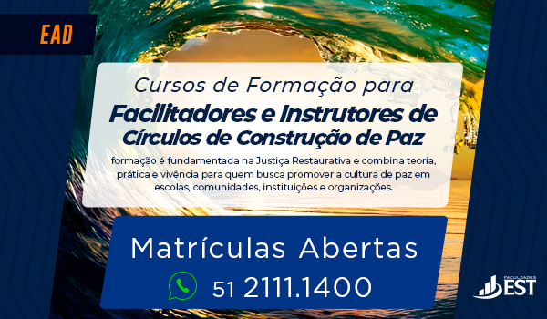 Banner divulgação de cursos de Formação para Facilitadores e Instrutores de Circulos de Construção de Paz
