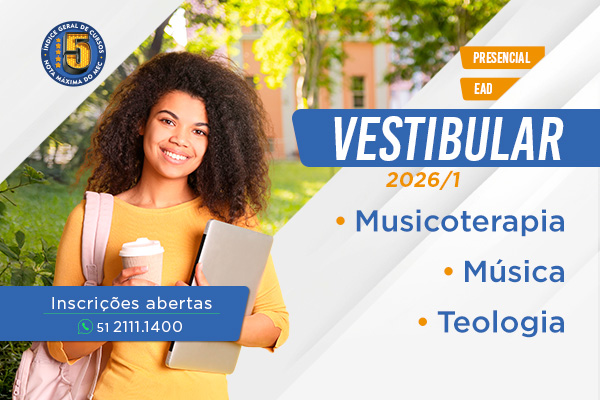 A Faculdades EST abre, nesta quarta-feira, dia 1°, o período de inscrições para o Vestibular 2026/1, contemplando cursos de graduação presenciais e a distância (EaD). O processo seguirá aberto até 31 de janeiro de 2026, com inscrições realizadas exclusivamente pelo site oficial da instituição.