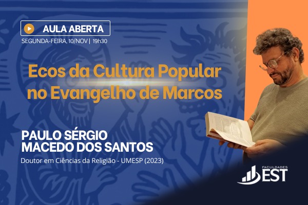Você já se perguntou se o sagrado pode ter um toque de humor? Essa é uma das provocações que nortearão a aula aberta “Ecos da Cultura Popular no Evangelho de Marcos”, promovida pelas coordenações dos cursos de Bacharelado em Teologia – presencial e EaD – da Faculdades EST. O encontro acontece no dia 10 de novembro de 2025, às 19h30, em formato online, e oferece duas modalidades de inscrição: ouvinte e com certificado.