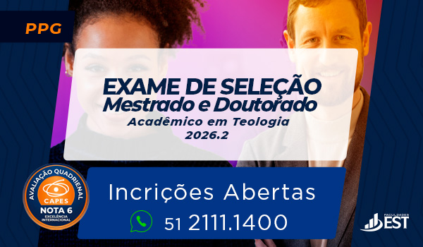Banner divulgação Exame de Seleção Discente para o Mestrado e Doutorado em Teologia 2026.2