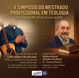 Práticas de cuidado, capelania e religiosidade contemporânea estarão no centro das discussões promovidas pela Faculdades EST nos dias 20 e 21 de julho. O encontro reunirá estudantes, pesquisadores, pesquisadoras, docentes e lideranças comunitárias em uma programação híbrida, com atividades presenciais no Auditório Katharina von Bora e transmissão on-line.